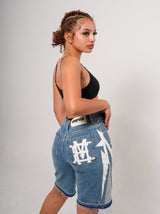 Blue "Bolt" Denim Shorts