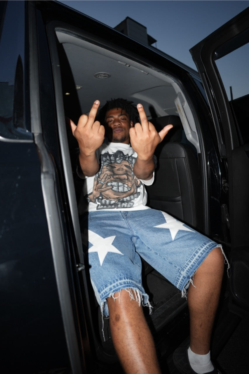 Blue "Bolt" Denim Shorts