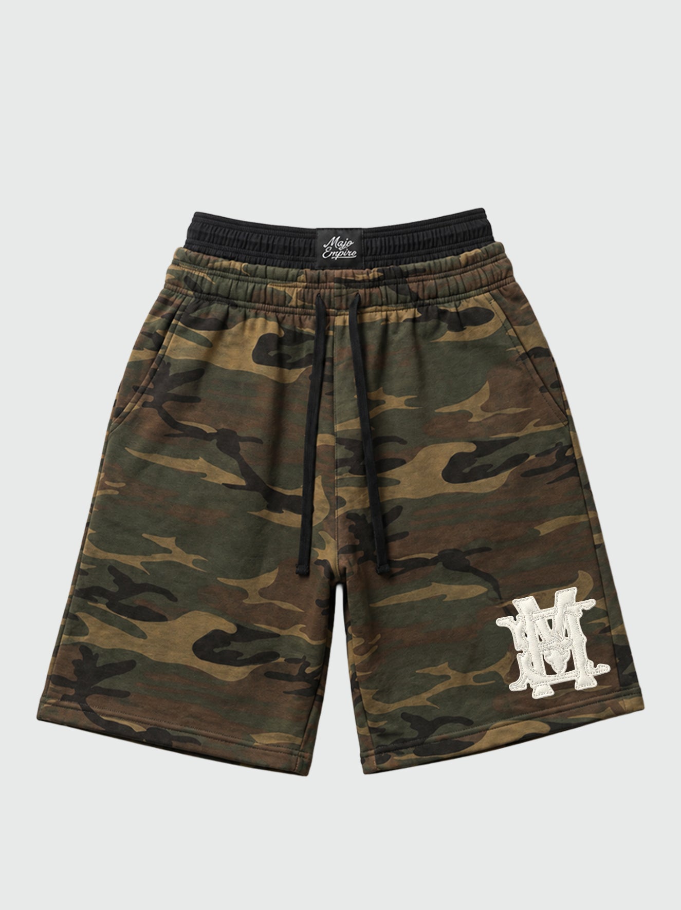Leather Patch Camo Shorts