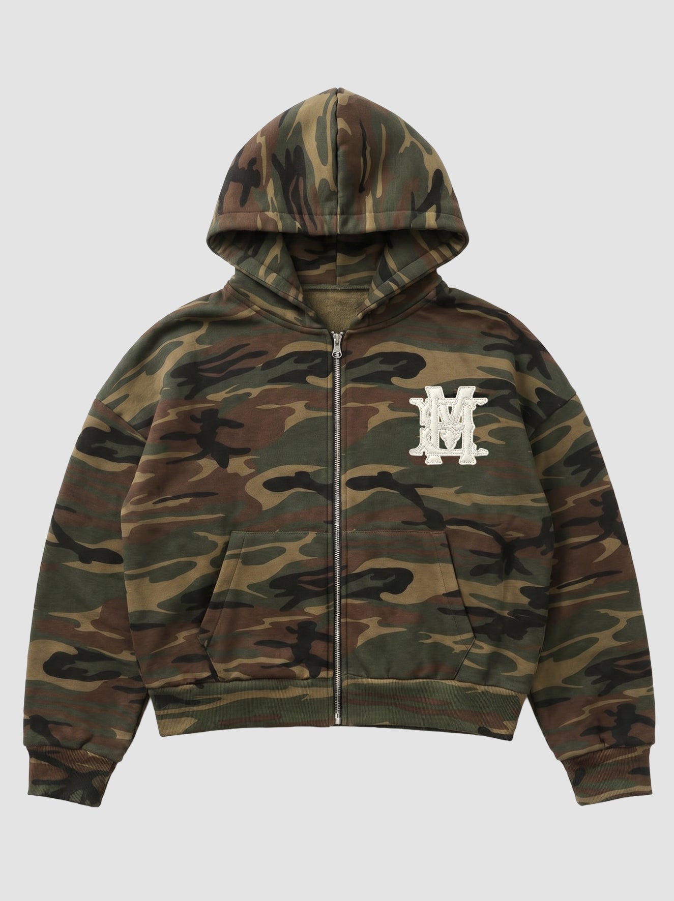 Leather Patch Camo Hoodie