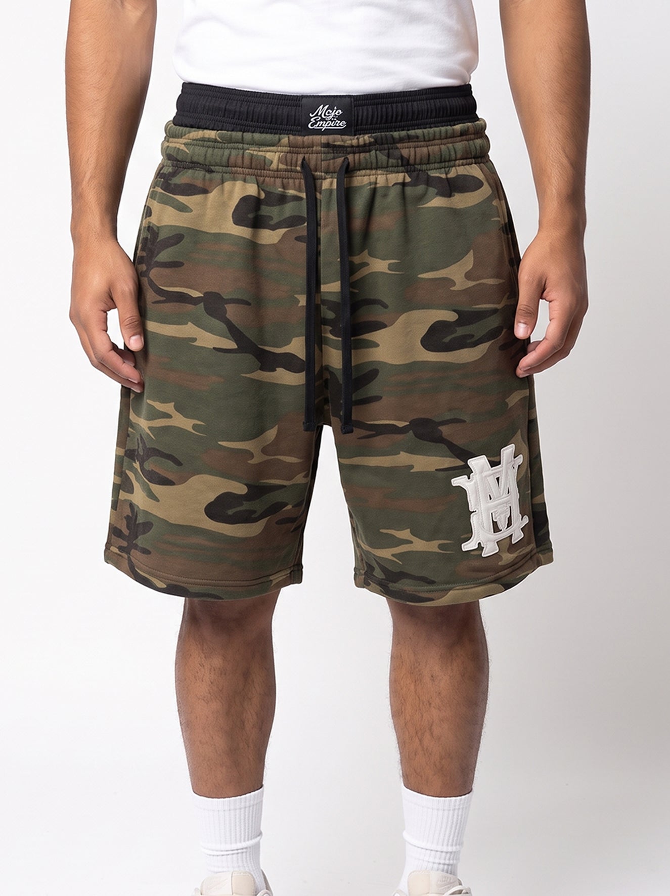 Leather Camo Double Waisted Shorts